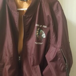 Ring of Fire Maroon Jacket with Skull and Feather Design